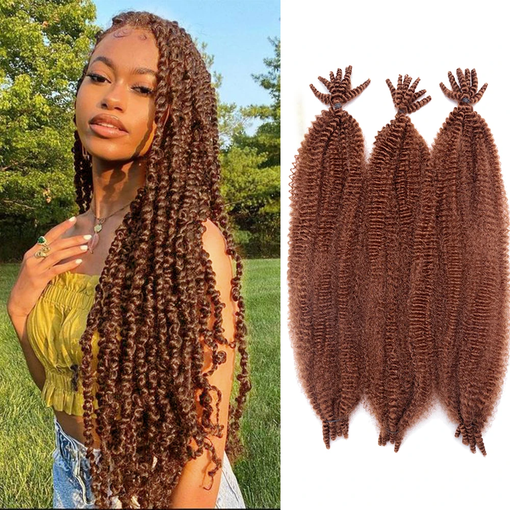 

Afro Kinky Twist Marley Braiding Crochet Synthetic Pre-Separated Springy Hair For Distressed Butterfly Locs Braids Extension