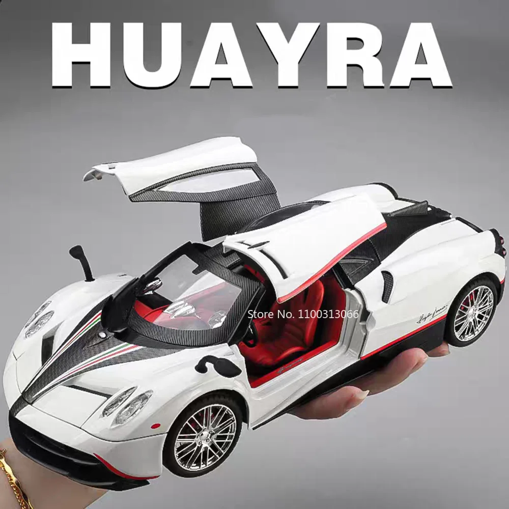 

1/18 Pagani Huayra Car Models with Light Music Cars Toys Wheel Shock Absorption Vehicles Scale Model for Children Holiday Gifts