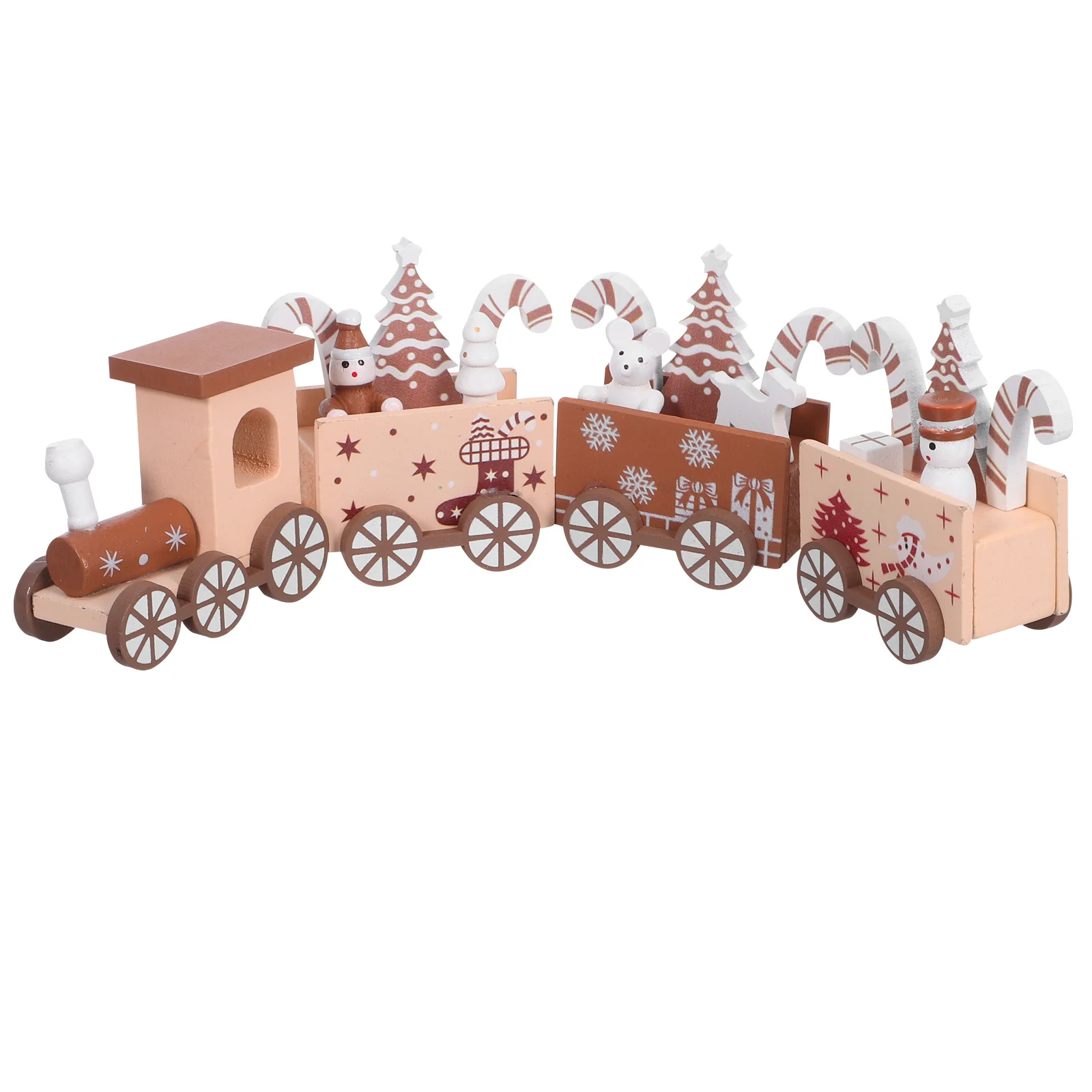 1 комплект, мини-деревянный рождественский поезд с фигурками снеговика, елки, праздничный домашний декор, каминная столешница, рождественский экспресс-орнамент, настольный компьютер