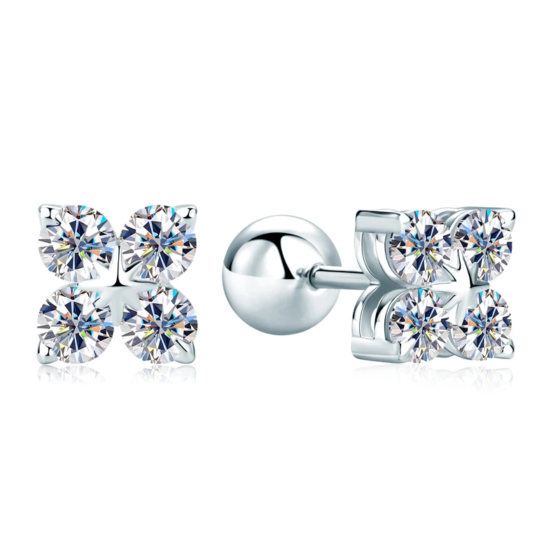 2026 IOGOU 18k Yellow Rose Gold Plated Earrings VVS1 D Color Moissanite Stud Earrings 925 Silver for Women Jewelry Gift For Her