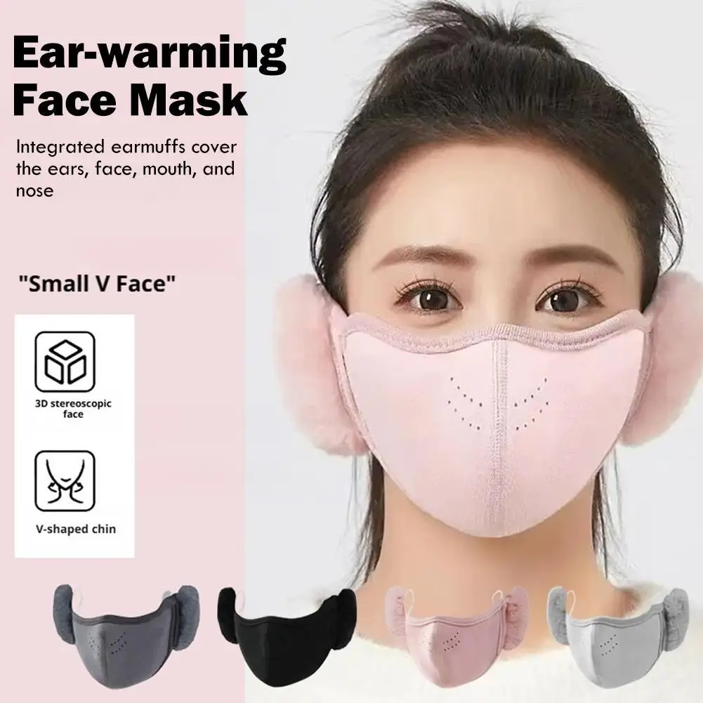

Winter Warm Breathable Mask With Earmuffs Windproof Thickened Cold-Proof Warm Mask for Outdoor Sport Cycling