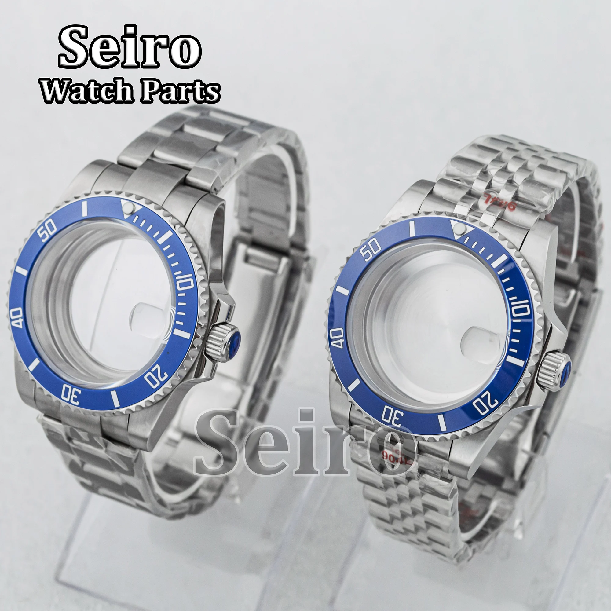 

40mm NH35 Watch Case Blue Modified Stainless Steel Sapphire Glass for NH34 NH36 Movement Oyster Jubilee Bracelet Submariner Case