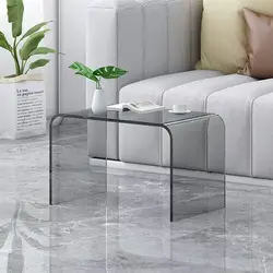 Clear Acrylic C-Shaped Coffee Table for Modern Nordic Living Room Nordic Transparent Acrylic Side Table for Bay Window Balcony