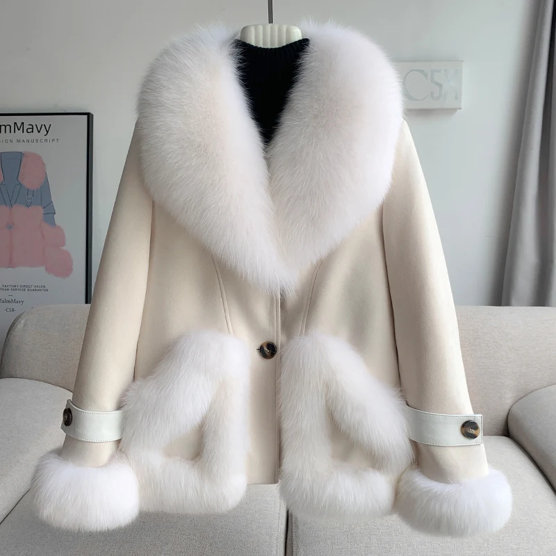 Aorice Women New Big Genuine Fox Fur Collar Jacket With Soft Design Duck Down Liner Winter Coat CT309