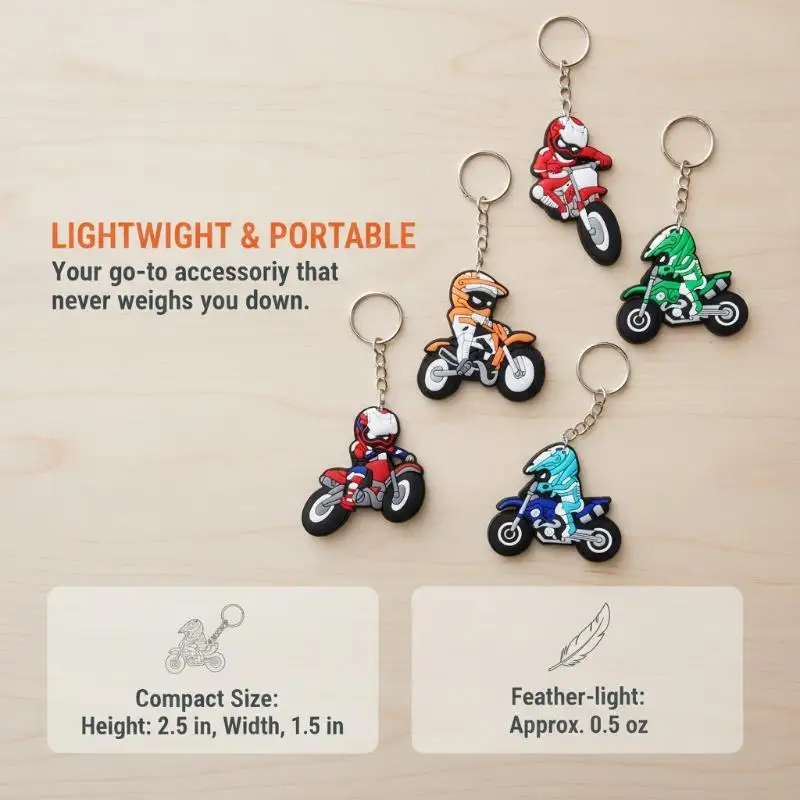 Cute Cartoon Motocross Rider PVC Keychains 5Pcs Multi Color Bag Pendant Charms For Motorcycle Fans Bag Decor Party Small Gift