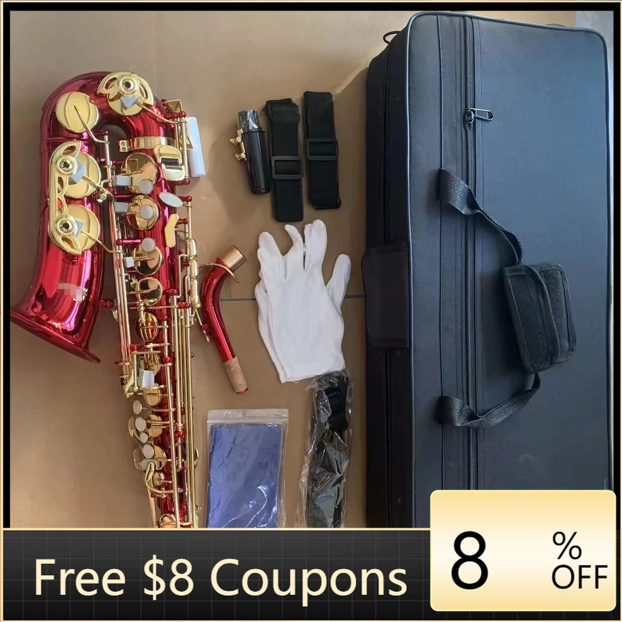 

STLF Wholesale/OEM/Factory Price Professional Play Brass Flat B Key Red Saxophone, Play Saxophone Wind Instrument for Adult Begi