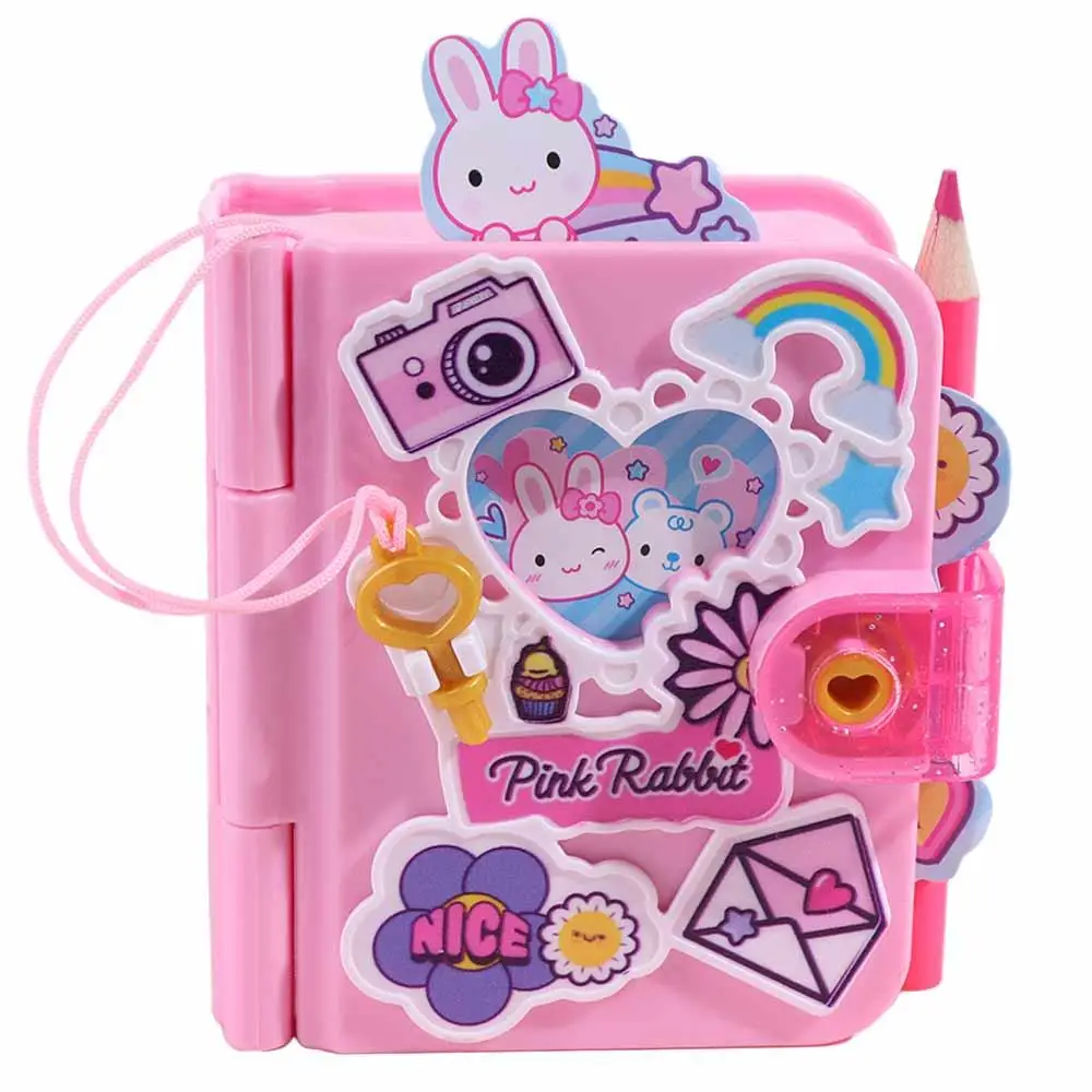 Pink Rabbit Children's Secret Notepad Cartoon Toys Pretend Play Kids Writing Notebook Kawaii Stationery Student Diary