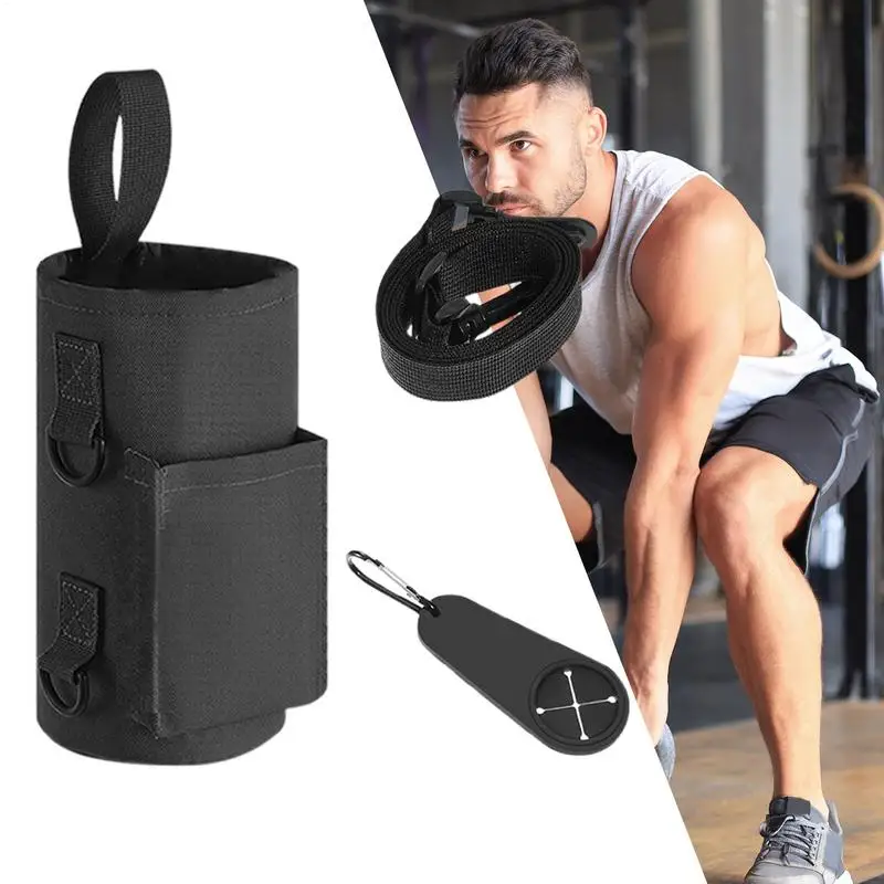 حامل زجاجة مياه مغناطيسي لصالة الألعاب الرياضية وحقيبة حامل زجاجات المياه مع جيب للهاتف وإبزيم منشفة من السيليكون وحبال