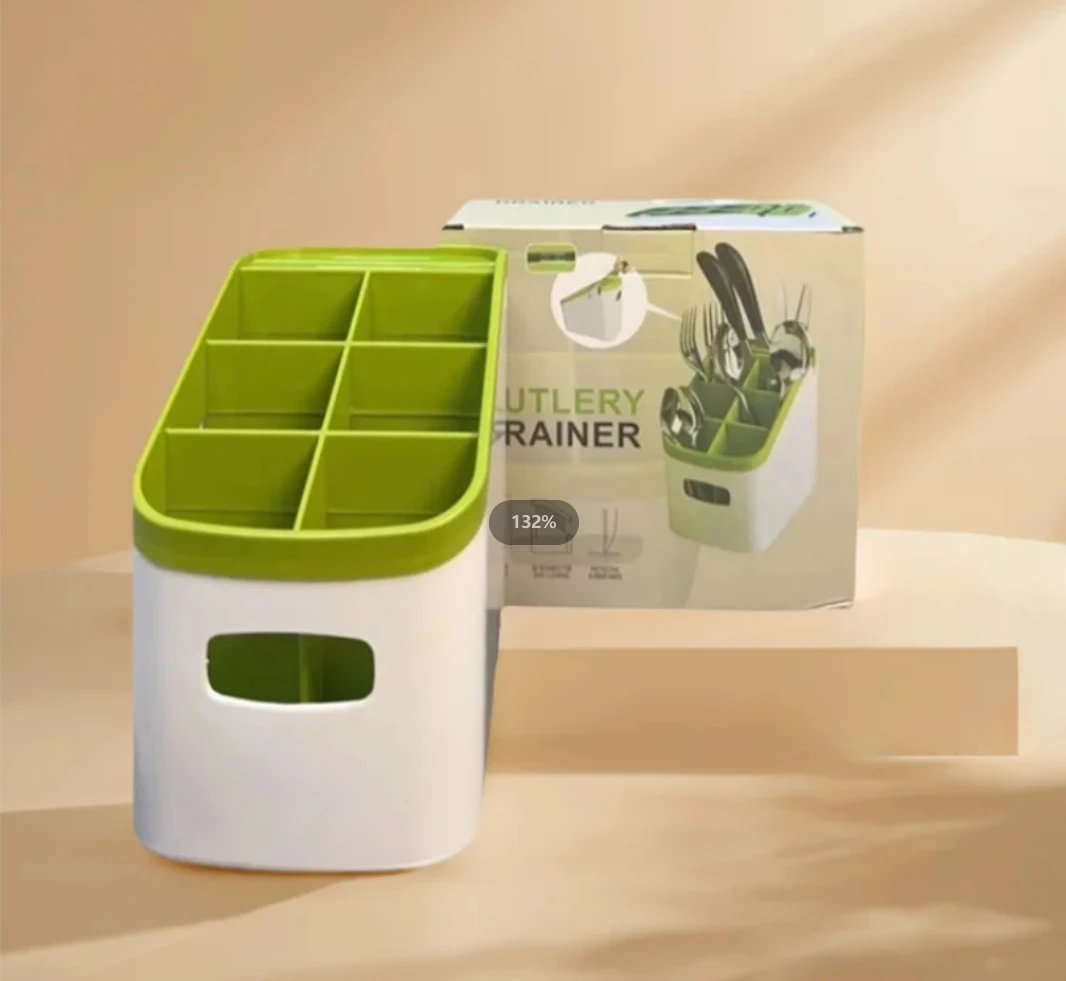 Support organisateur de vaisselle Portable, support de rangement d'ustensiles de cuisine en plastique à trois couches, drain de couverts, boîte de rangement de vaisselle