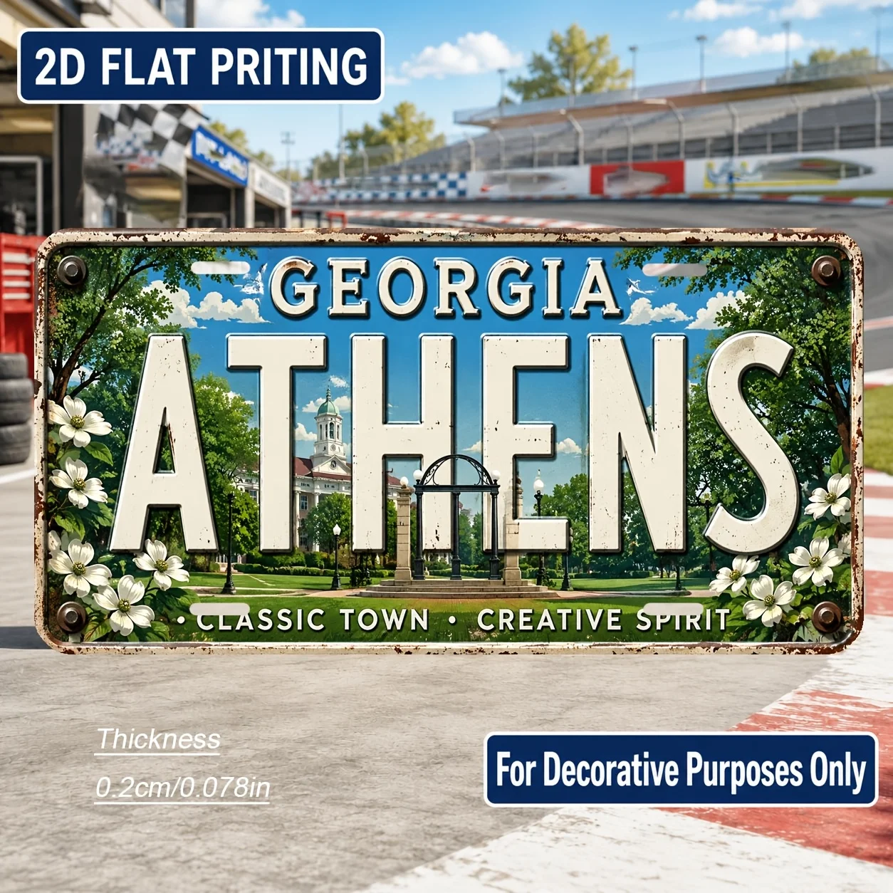 2D Flat - 【2D Flat】 2D Flat - [2D Flat] 2D Flat Printing, 1pc, Georgia State Theme Retro Sign, Home Decor, Birthday Gift, Ret