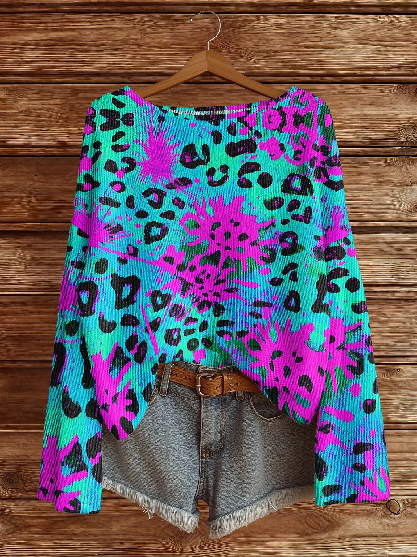 

Autumn Winter leopard Sweater Women Vintage Pullover Sweaters Knit Top Merch Fashion Casual HipHop Chic Jumpers