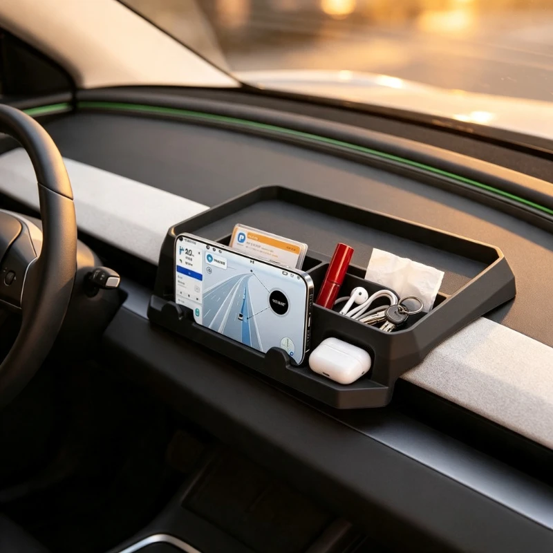Suitable for Tesla Dashboard Tissue Tray Storage Box Concealed Storage Car Storage Accessories