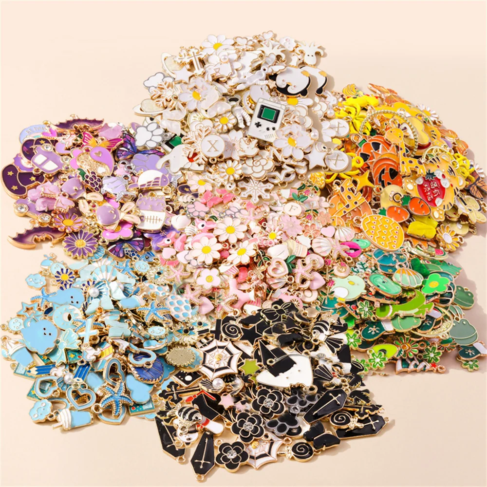

Leslie 30pcs Mix Colorful Enamel Animal Pendants Flower Hearts Charms for Earrings Necklace DIY Bracelet Handmade Jewelry Making
