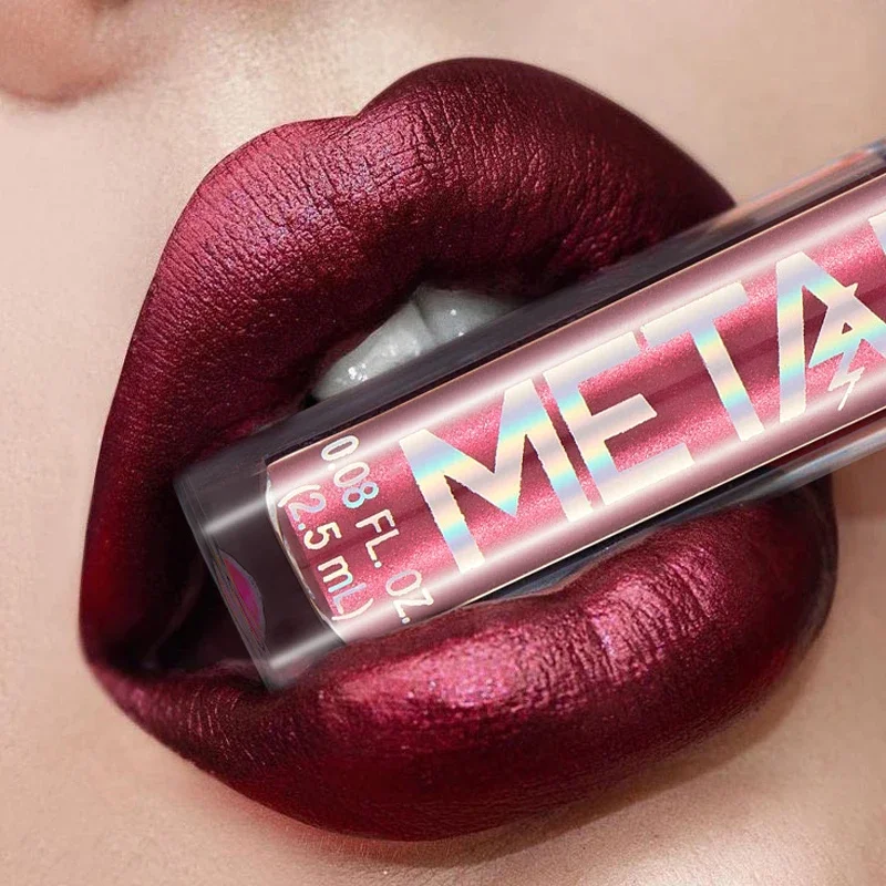 Brillo de labios metálico, 12 colores, resistente al agua, color Nude, mate, rosa, lápiz labial líquido, duradero, no se decolora, maquillaje