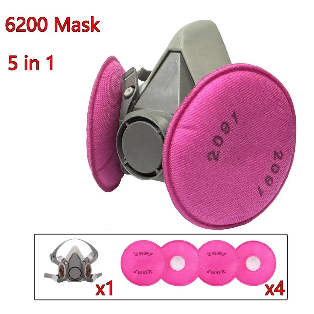 CE Certification Gas Mask 6200 Set Vehicle Painting Spray with Cartridge Box Orgainc Acid Vapors 5N11 Filters Dust-proof Mining