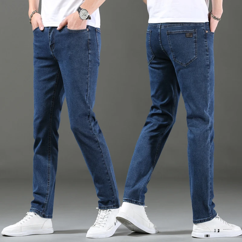 Pantalones vaqueros clásicos para hombre, Jeans informales de marca, moda coreana, algodón elástico Delgado, ropa suave, novedad de otoño