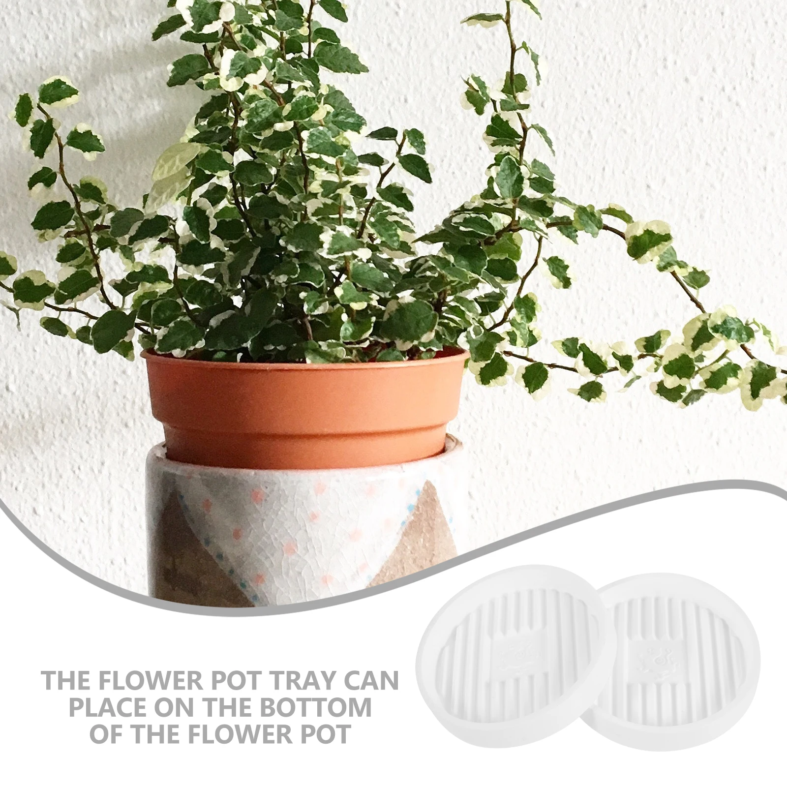 

5 Pcs Flower Pot Base Planter Dishes Saucers Flowerpot Water Tray for Plants Bottom Bracket Drip Trays White Plate