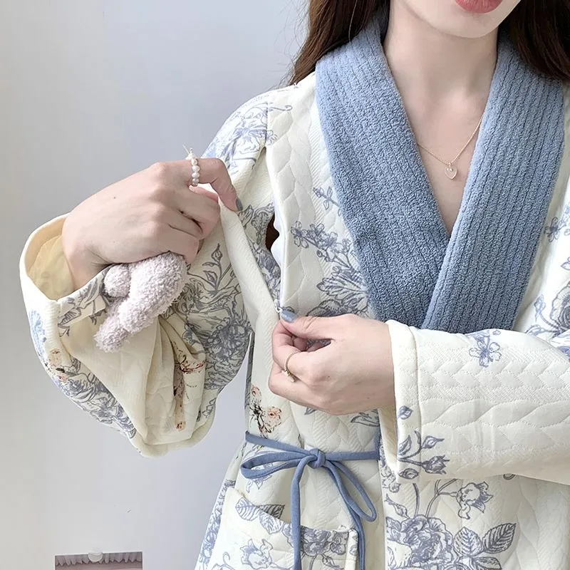 2023 Air Cotton Nursing Clothes Autumn Winter Postpartum Nursing Two-piece Cotton Women Pajamas Spring V-neck Warm Homewear