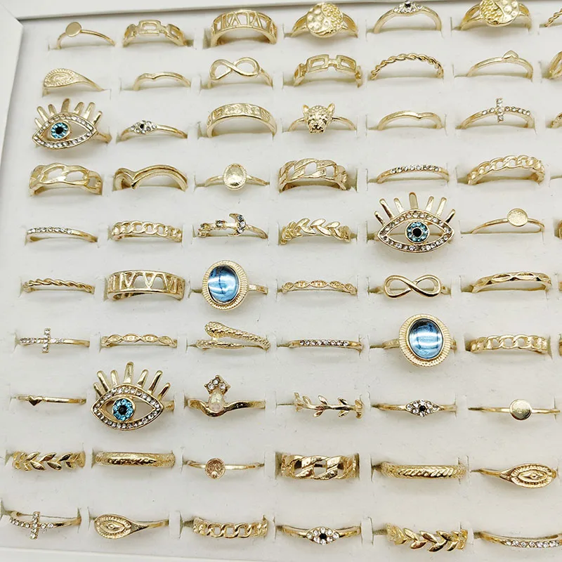 30 teil/los Großhandel Fabrik Vintage Shell Geschnitzte Blatt Finger Ringe Für Frauen Schwarz Emaille Große Blume Stern Mond Party Schmuck geschenk – Detail 5