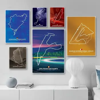 Formule 1 Nurburgring Monaco Imola okruh plátno obraz F1 plakáty a tisky nástěnné obrazy pro obývací pokoj domácí dekorace 10 nejlepší prodej okruh v Monaku - №8