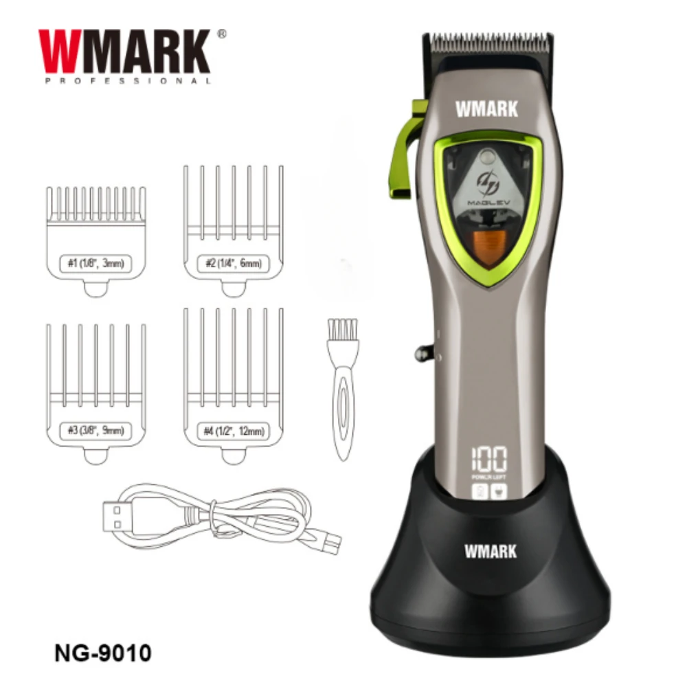 2024 nova máquina de corte cabelo motor levitação magnética máquina cortar cabelo wmark NG-9010 aparador cabelo profissional com base carregamento