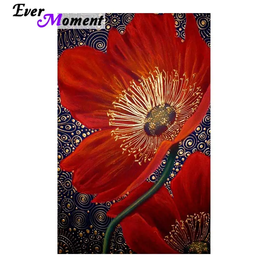 

Ever Moment 5D Diamond Painting Elegant Red Flowers Full Round Square Drills Diamond Embroidery Icon Floral ASF891