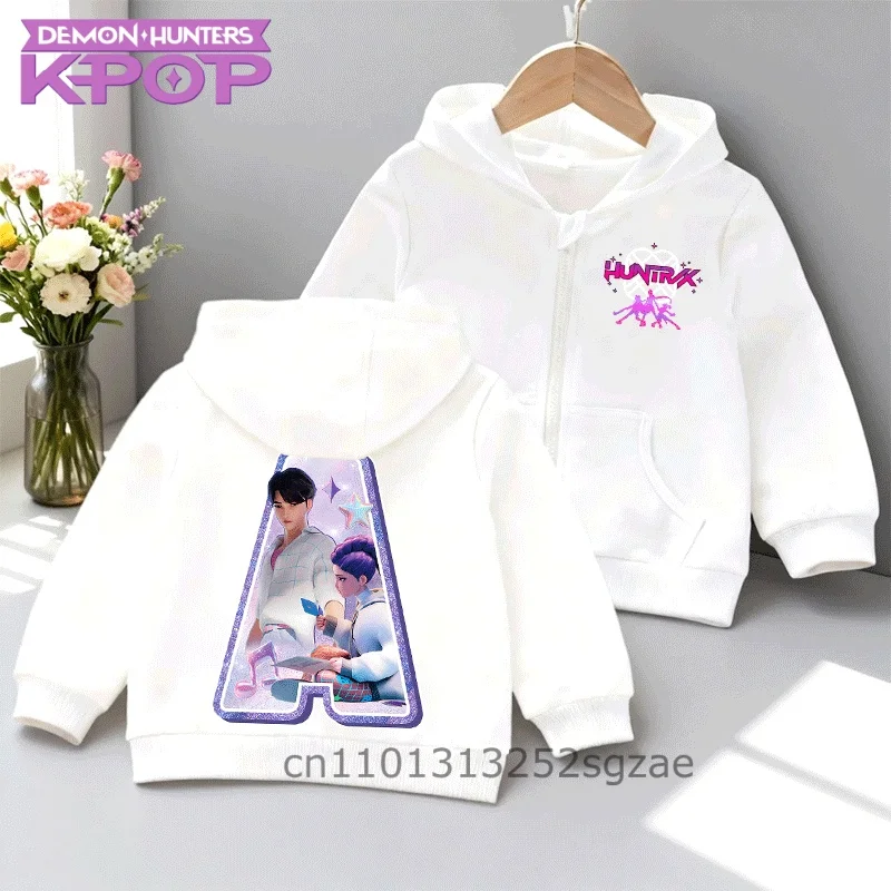 

Детский топ в стиле Kpop Demon Hunter: толстовка и пуловер на молнии с длинными рукавами и рисунком A-Z, для осенней и зимней одежды