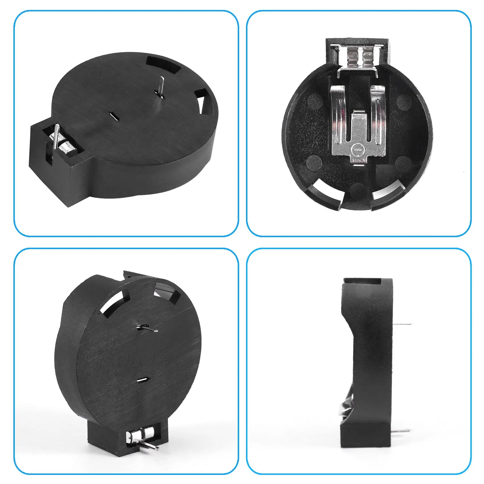 코인 셀 단추 배터리 소켓 거치대 케이스, CR2450, 2 핀, 블랙