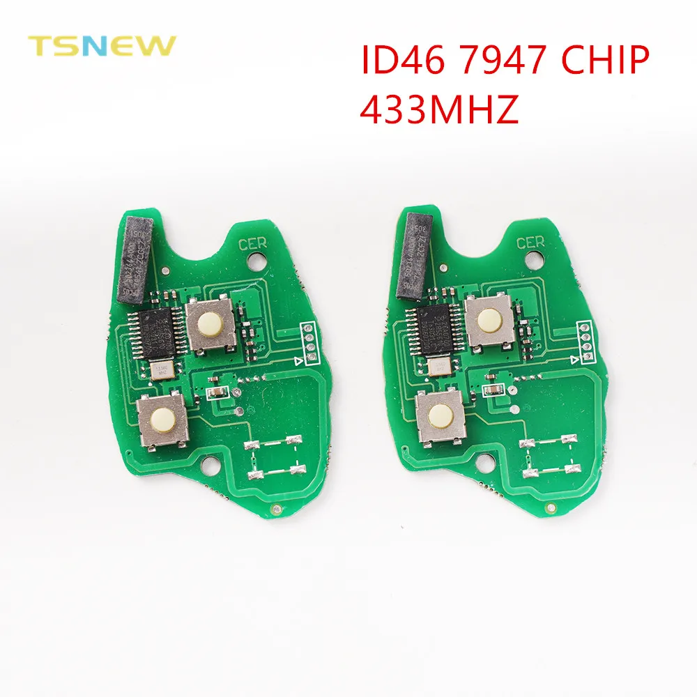 

5pcs/lot 2 button Remote Car Key board pcf7947 Chip 434MHz For Renault Replace Control board