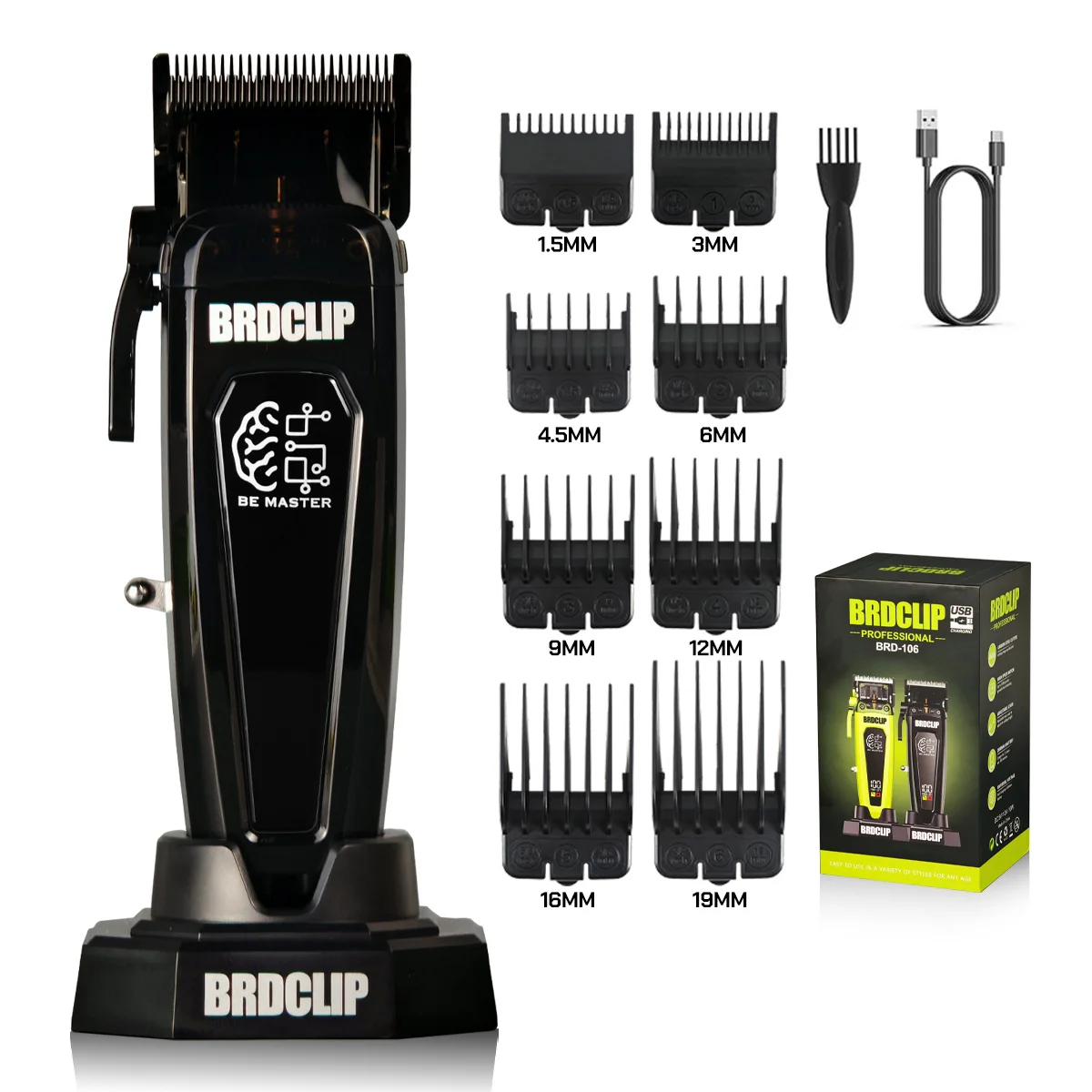 BRDCLIP Haartrimmer Verstelbaar Haarknipmachine Professionele Trimmer voor de kapper Oplaadstation Haartrimmer voor mannen BRD-106