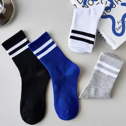 Men's Socks In The Autumn and Winter Cotton Sports Trend Cotton Sweat Absorption Deodorant Stripe Lovers Stockings