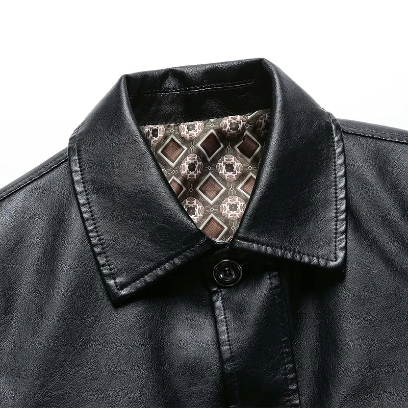 2025 New Trendy Men's Faux Leather Motorcycle Jacket Casual lapel Collar Outdoor Cycling Quality Cross-border Product coat