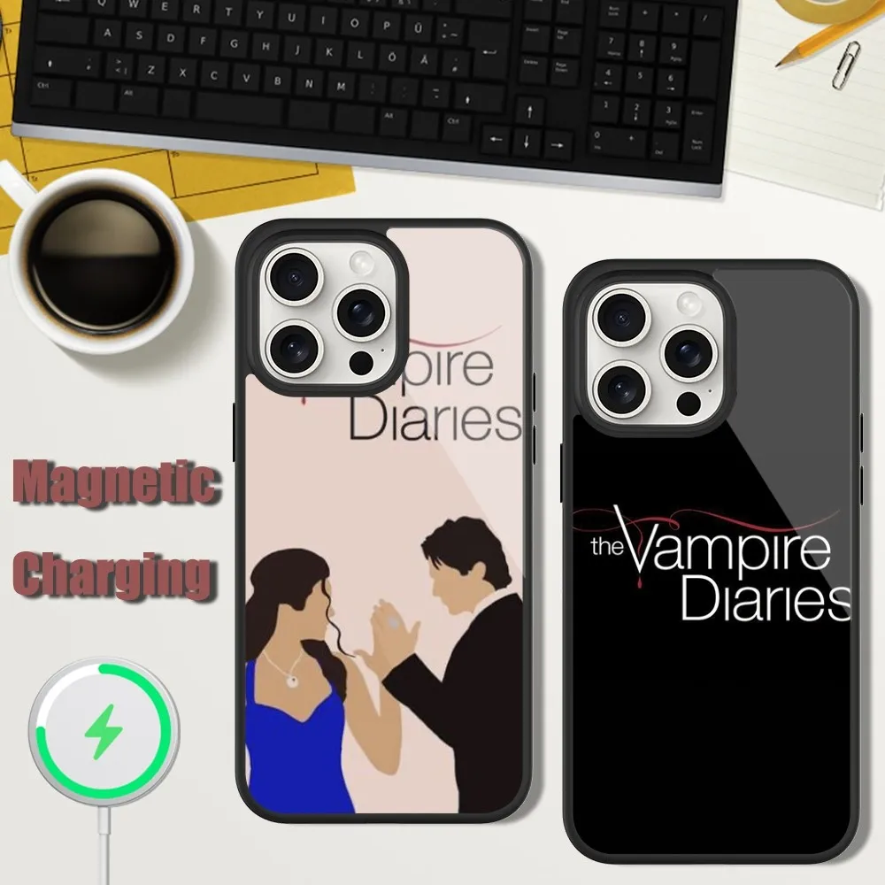 The Vampire Diaries Phone Case For iPhone 13 15 11 12 14 Plus Pro Max Glass Charging Magsafe Magnetic Cover