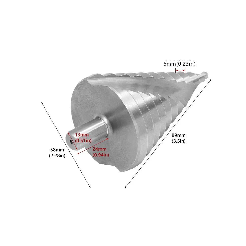 Punta da trapano a gradino da 6 mm a 60 mm Scanalatura a spirale Taglierina per fori per pagoda Lamiera di metallo Punta da trapano a cono Gambo triangolare Foro passo Apri Alesatore