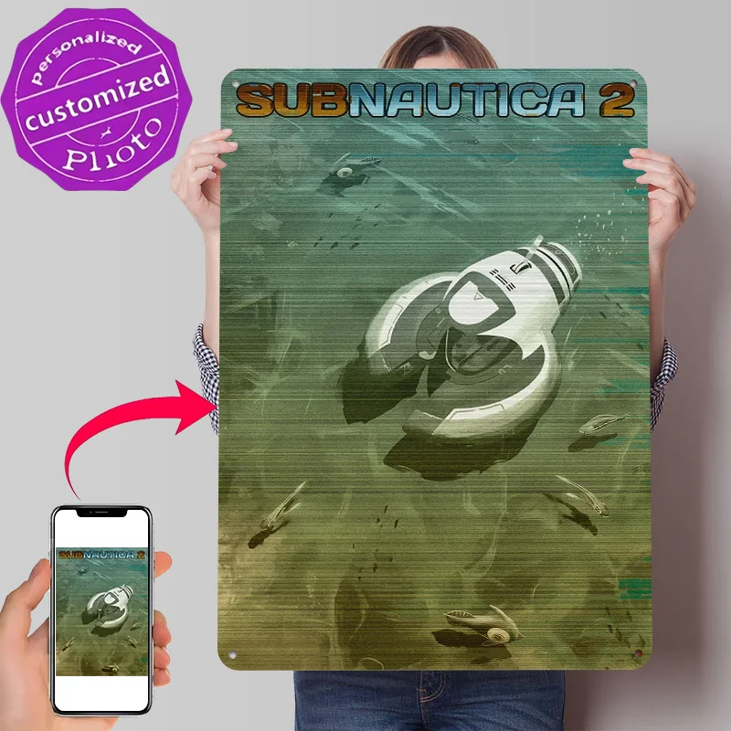 Subnautica 2 Underwater Scene 3D Texture Metal Poster Customized Wall Art Tin Sign Gift for Mancave Vintage Decor Room Wand Deko