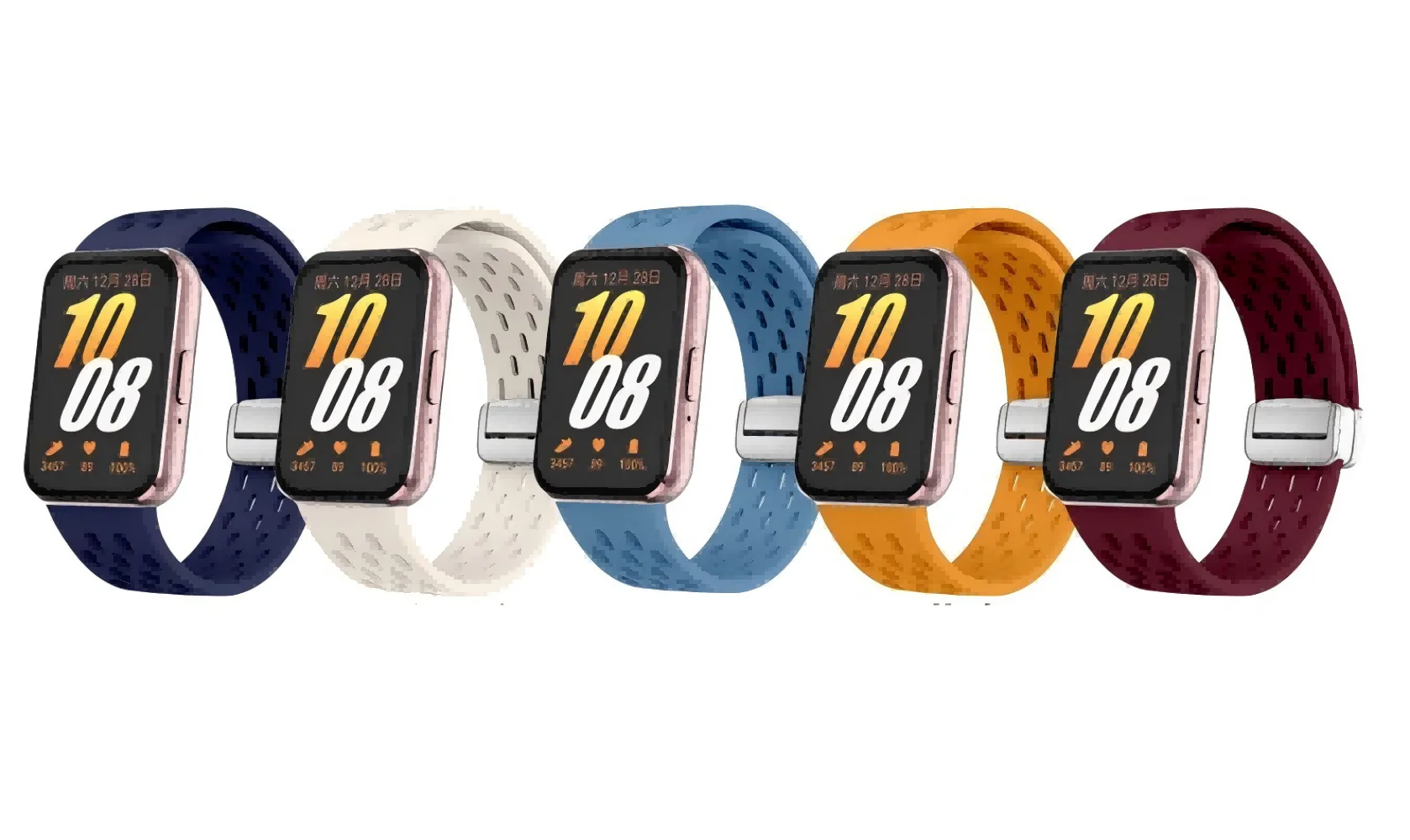 Magnetisches Silikonarmband für Samsung Galaxy Fit 3 / Galaxy Fit 3, atmungsaktives Mesh, magnetisch, faltbar, schwarzes Schnallenarmband – Detail 1