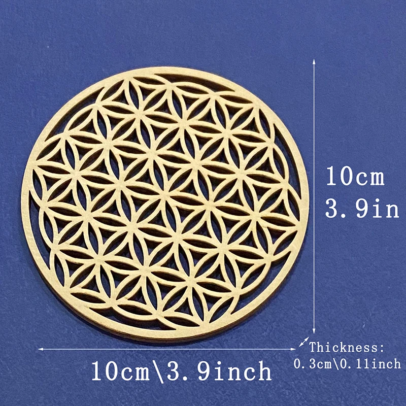 1PC Chakra Flower Of Life Natural Symbol Kinds Wood Round Edge Circles Carved Coaster For Stone Crystal Set DIY Decor