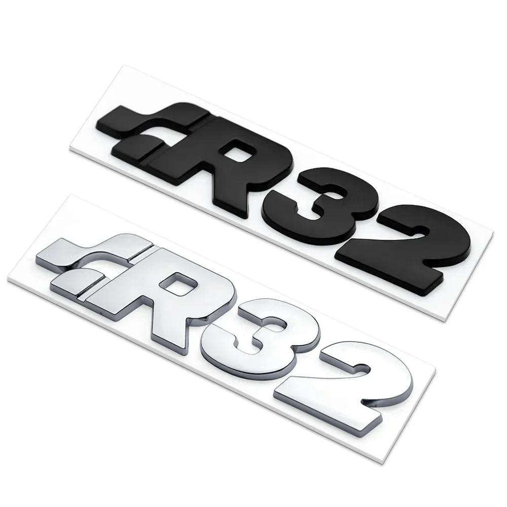 1pc 3D Metal R32 Logo Badge Emblem Car Decals Sticker For VW 4 motion Golf Beetle CC EOS GTI Automobile Trunk Stickers Styling