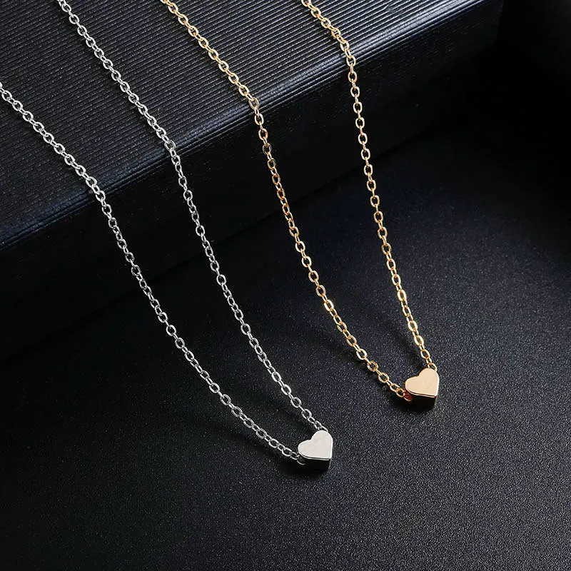 Fashion Gold Color Cute Love Heart Triangle Round Design Pendant Necklace for Women Exquisite Gift Wholesale Dropshipping