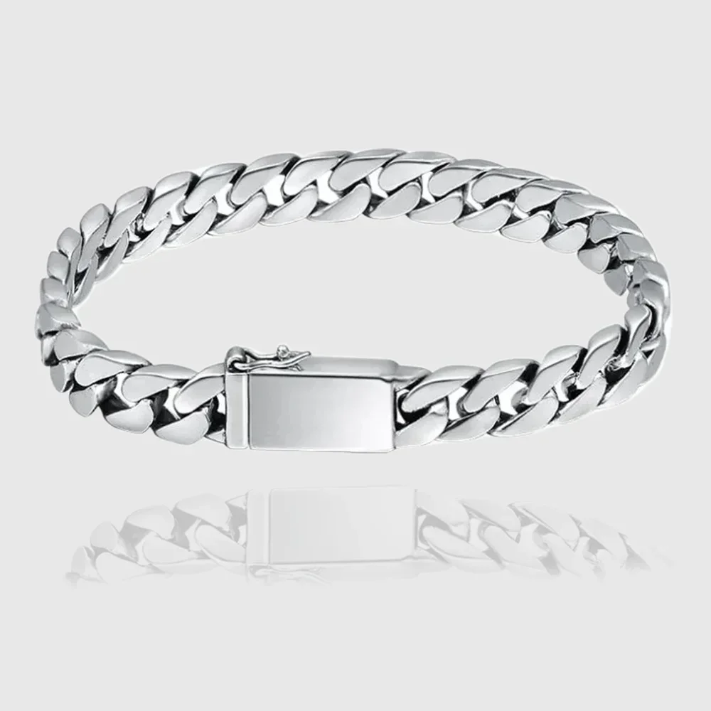 

Silver Bracelet 8MM Punk S925 Silver Jewelry Never Fade Carry certificate Men Women Jewelry Gifts