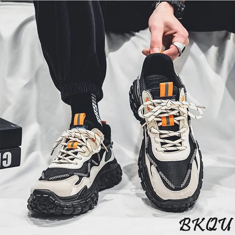 

BKQU Leisure Dad Men's Shoes 2024 Spring and Autumn New Fashion Trend Matching Color Tire Bottom Explosion Increase Shoes