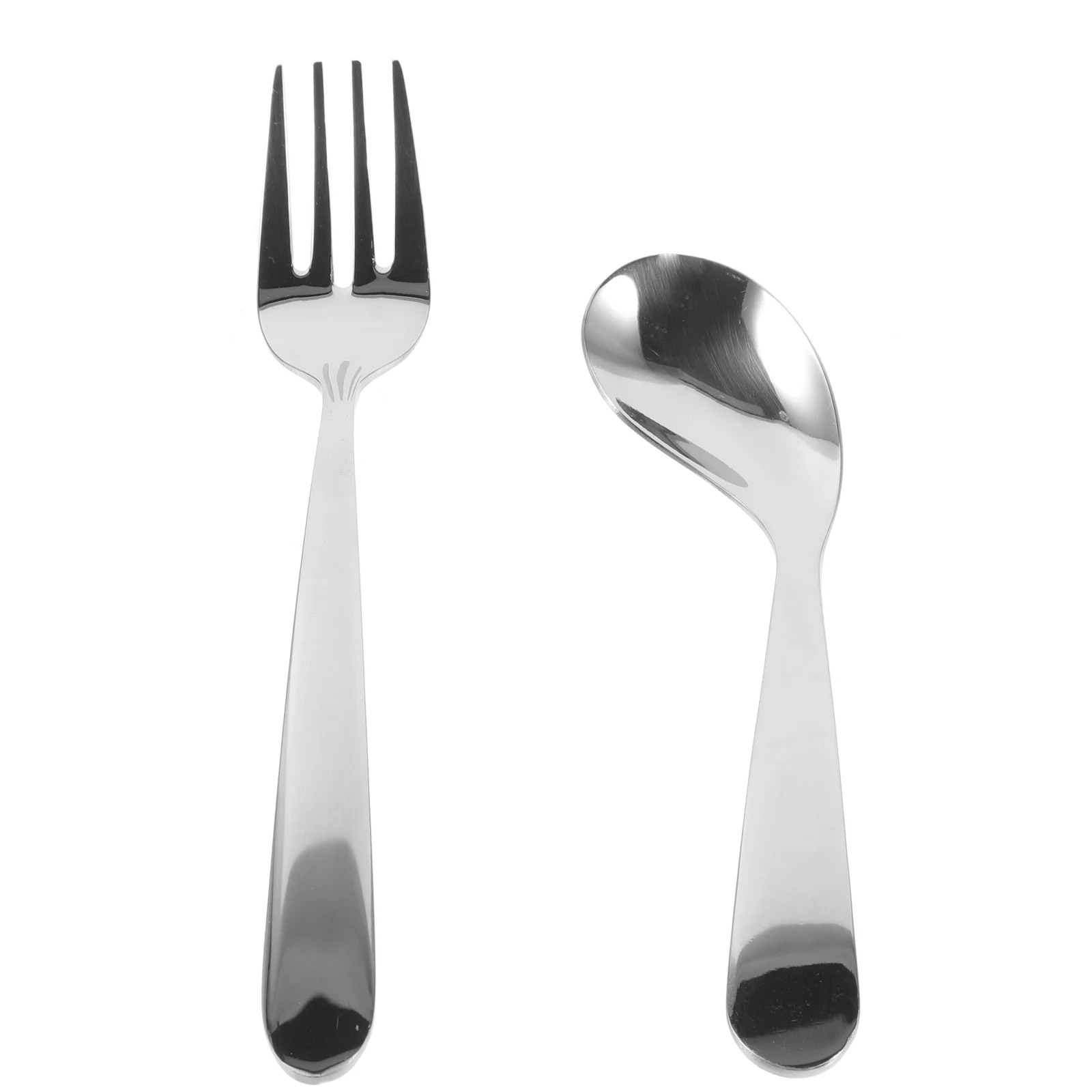 Portable Practice Spoon Tableware Angled Feeding Fork Metal Adaptive Utensils Lunch