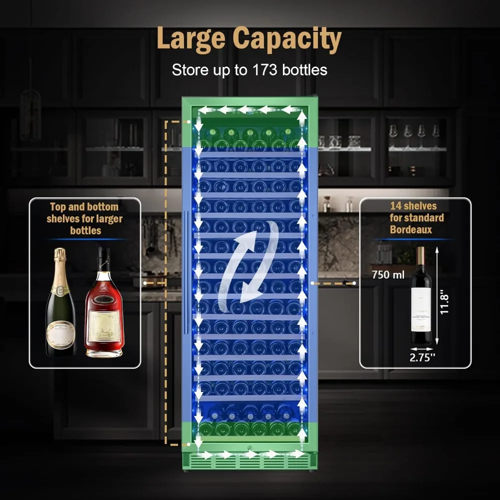 Wine Fridge Freestanding,173 Bottles 24 Inch Wine Cooler Refrigerator, Tall Wine Fridge with Compressor