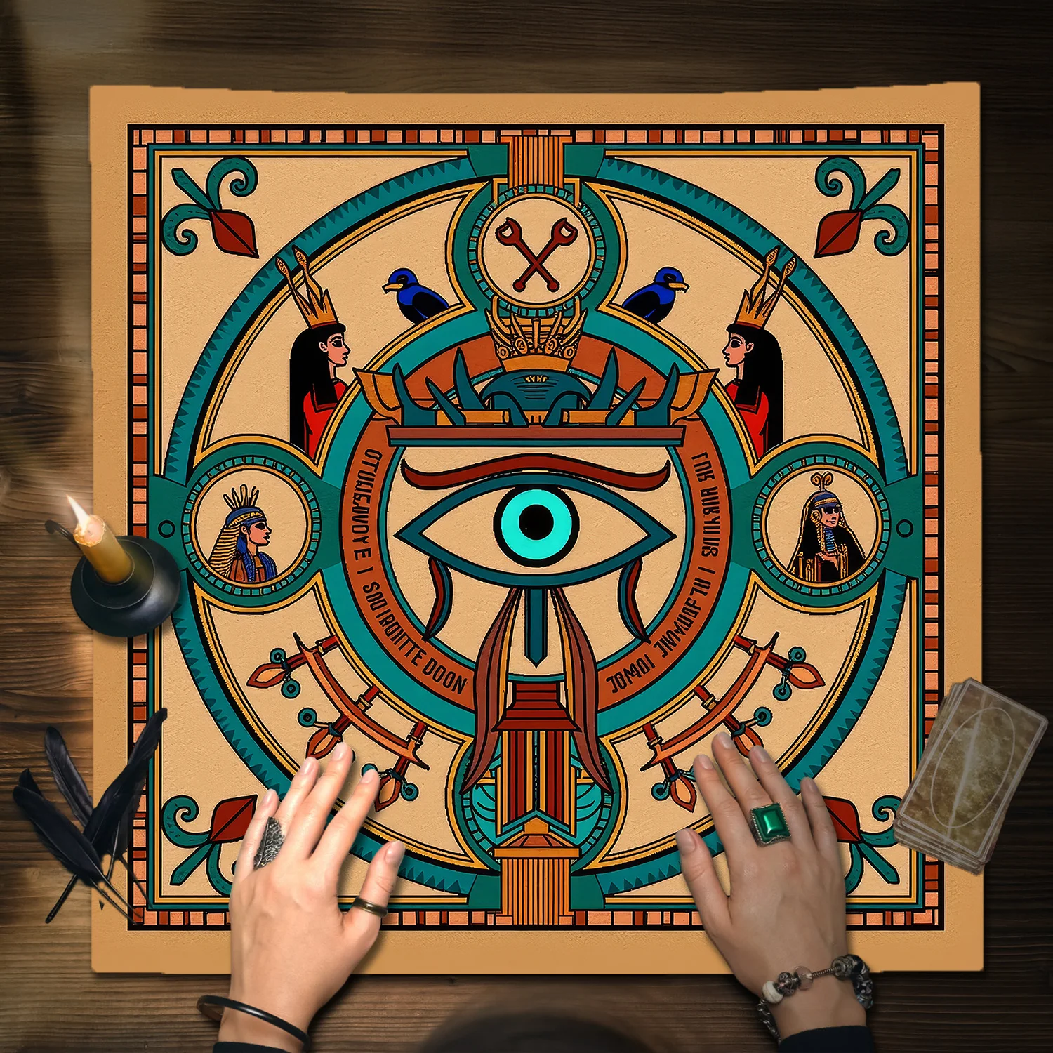 Egyptian Eye of Horus Tarot Tablecloth Polyester Fabric Anci