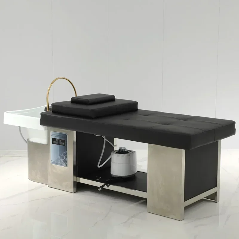 أثاث صالون سرير علاجي حديث مع وظيفة تدوير المياه بالشامبو وطاولة سبا للتجميل