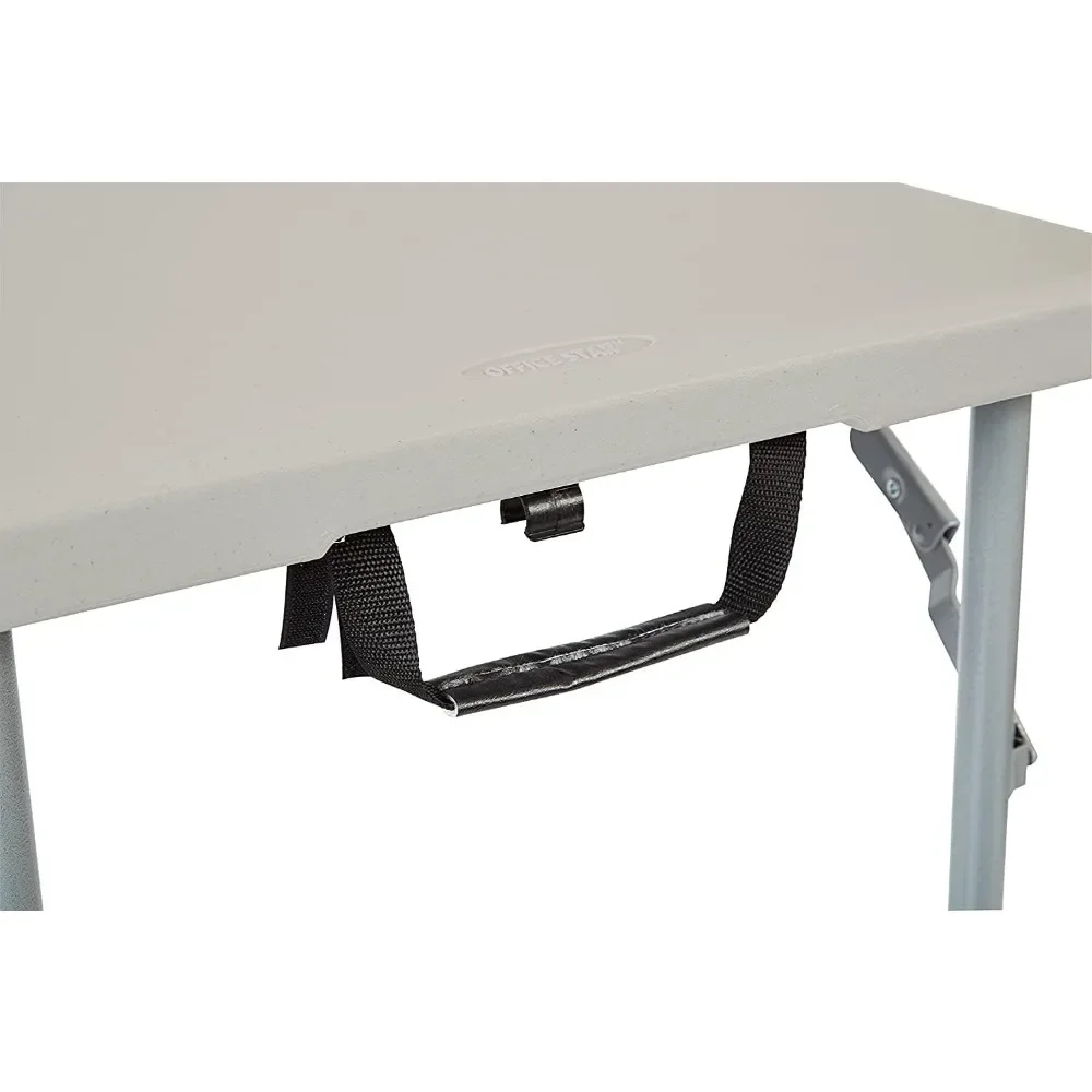 Office Star Resin Multipurpose Rectangle Table, 4-Feet Long, Height Adjustable, Center Folding Table, Light Gray