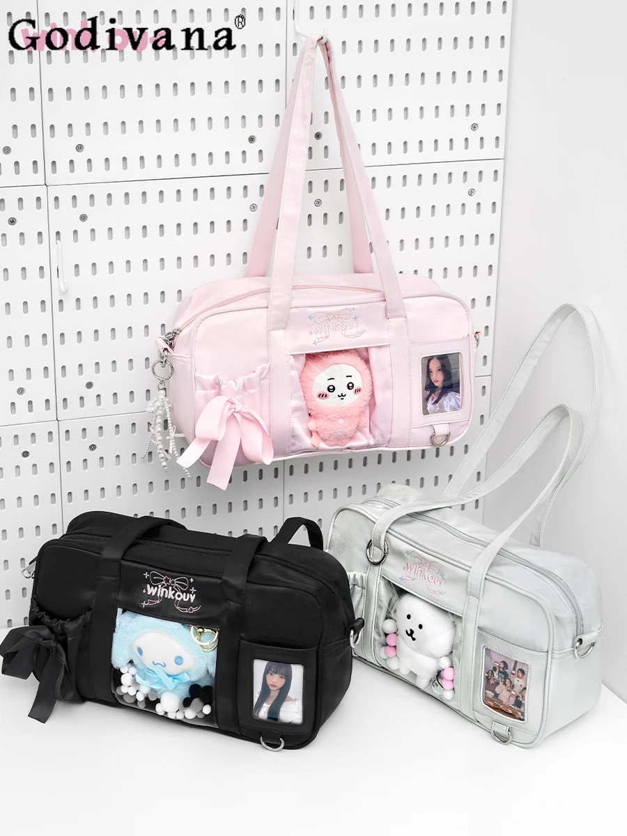 

Японская оригинальная концертная сумка для боли в стиле Лолиты, униформа Fan JK, маленькая вместительная милая сумка для куклы 10 см, повседневные сумки через плечо для поездок на работу