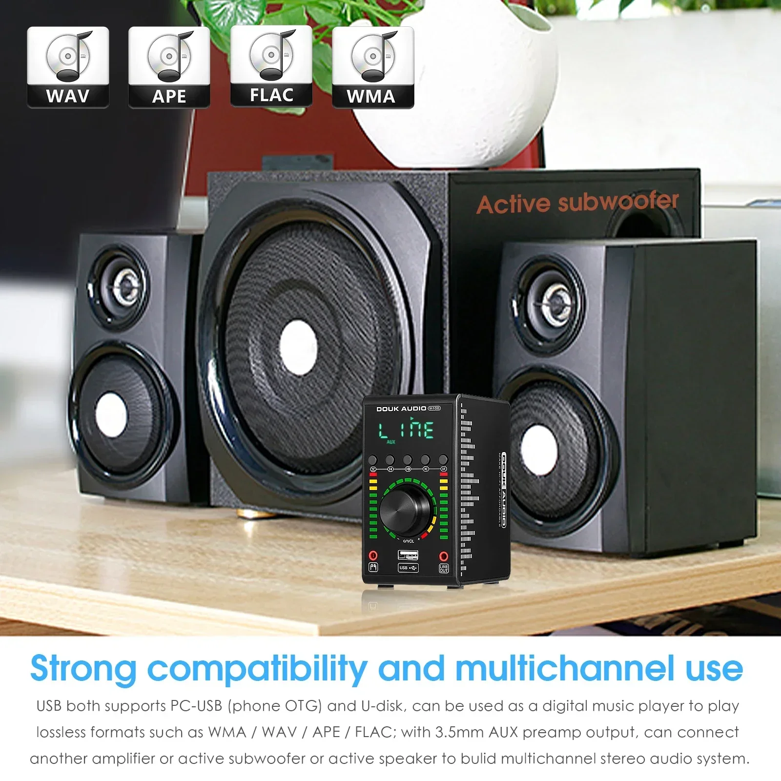 Nobsound-miniamplificador Digital con Bluetooth 5,0, amplificador de Audio USB DAC Coaxial/óptico integrado para el hogar/coche/marino, 24 bits/192KHz