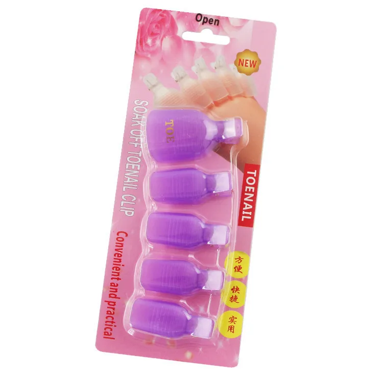 5 PCS Tool Set Nail Polish Remover Soaker Remover Tampas Clipe para dedo do pé unha Soak Off UV Gel nail Polish ferramenta