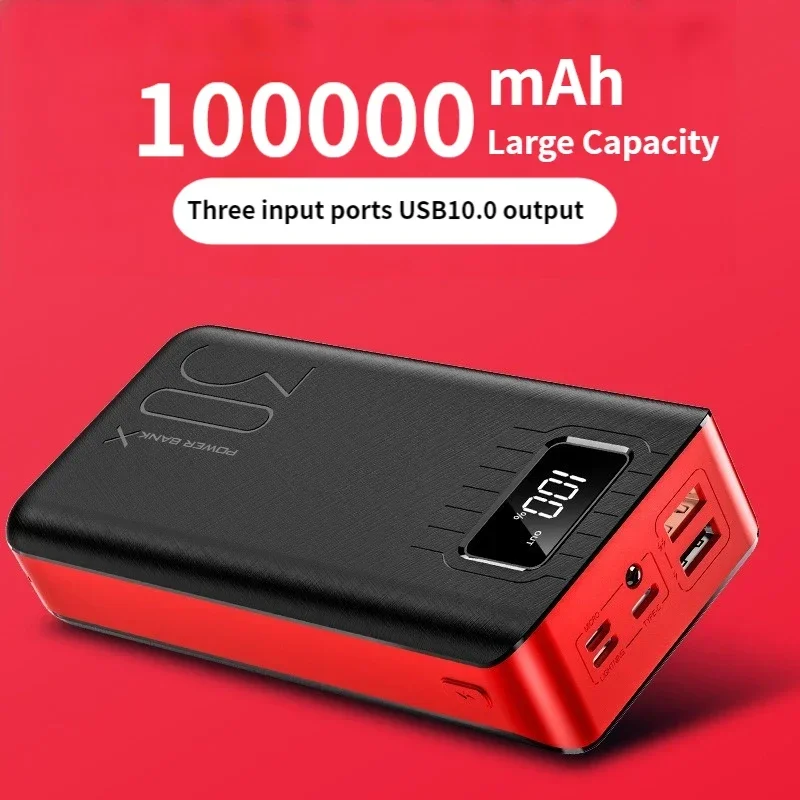 

Power Bank 100000mAh Portable Fast Charging PowerBank 3USB PoverBank External Battery Charger For Xiaomi Mi 9 iPhone